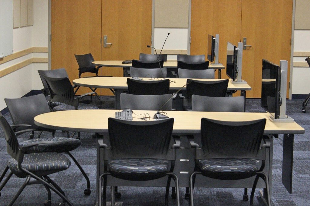 Furniture installation at Florida International University featuring the Collaborative Table Series and M2X.