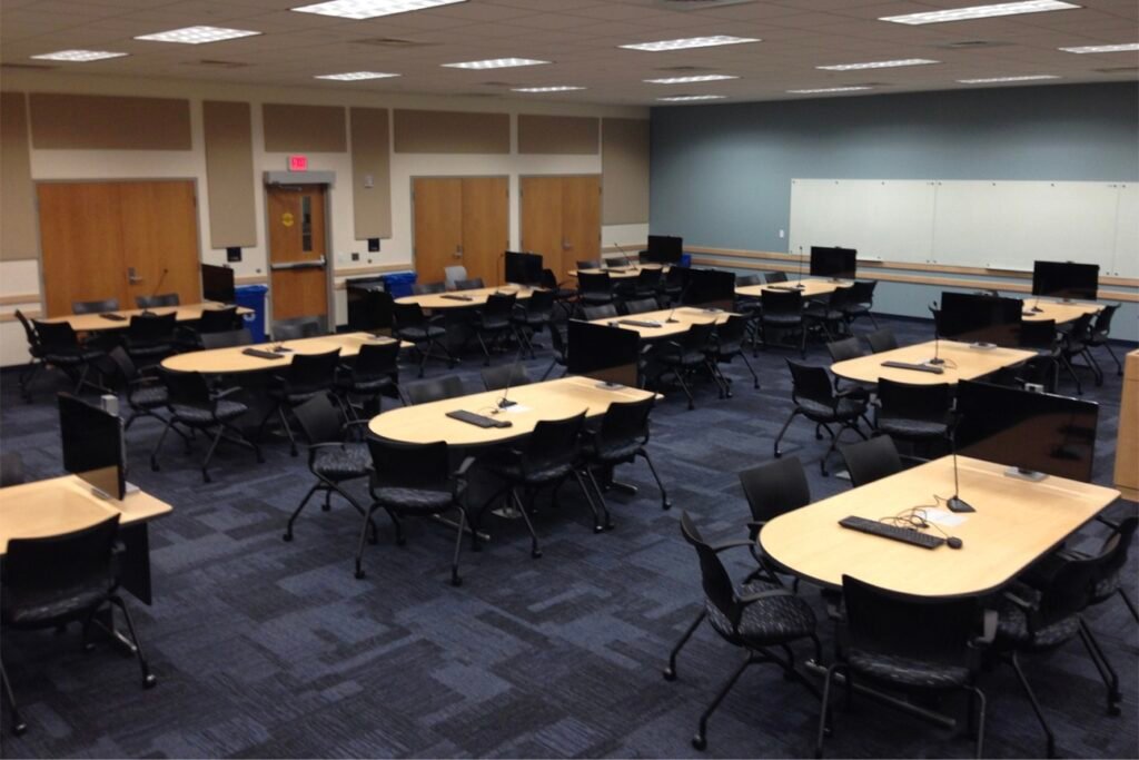 Furniture installation at Florida International University featuring the Collaborative Table Series and M2X.