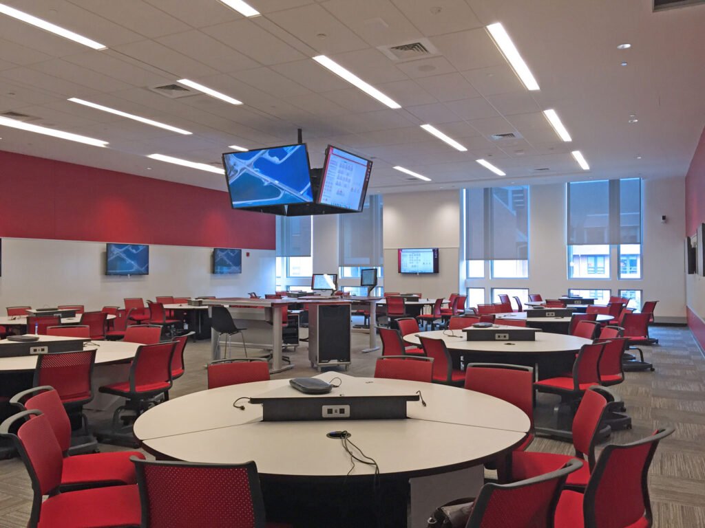 Furniture installation at Rutgers University featuring the Active Learning Cluster and Axil Z.