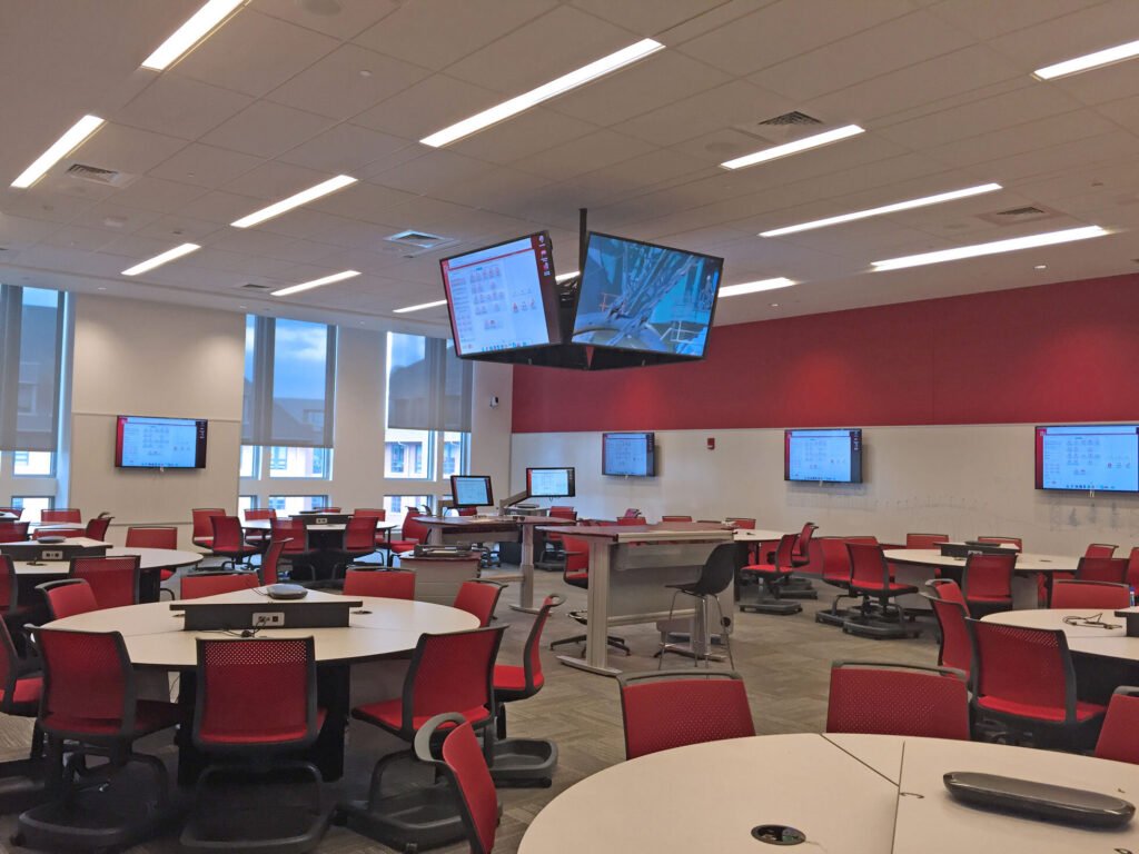 Furniture installation at Rutgers University featuring the Active Learning Cluster and Axil Z.