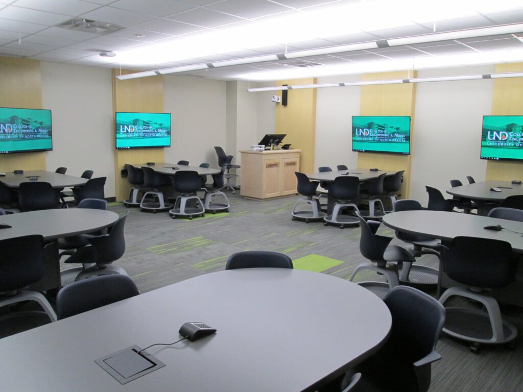 Furniture installation at University of North Dakota featuring the Collaborative Table Series.