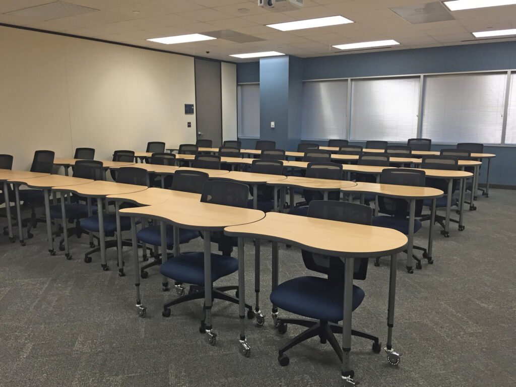Furniture installation at University of Houston, Downtown featuring the Koi Table.