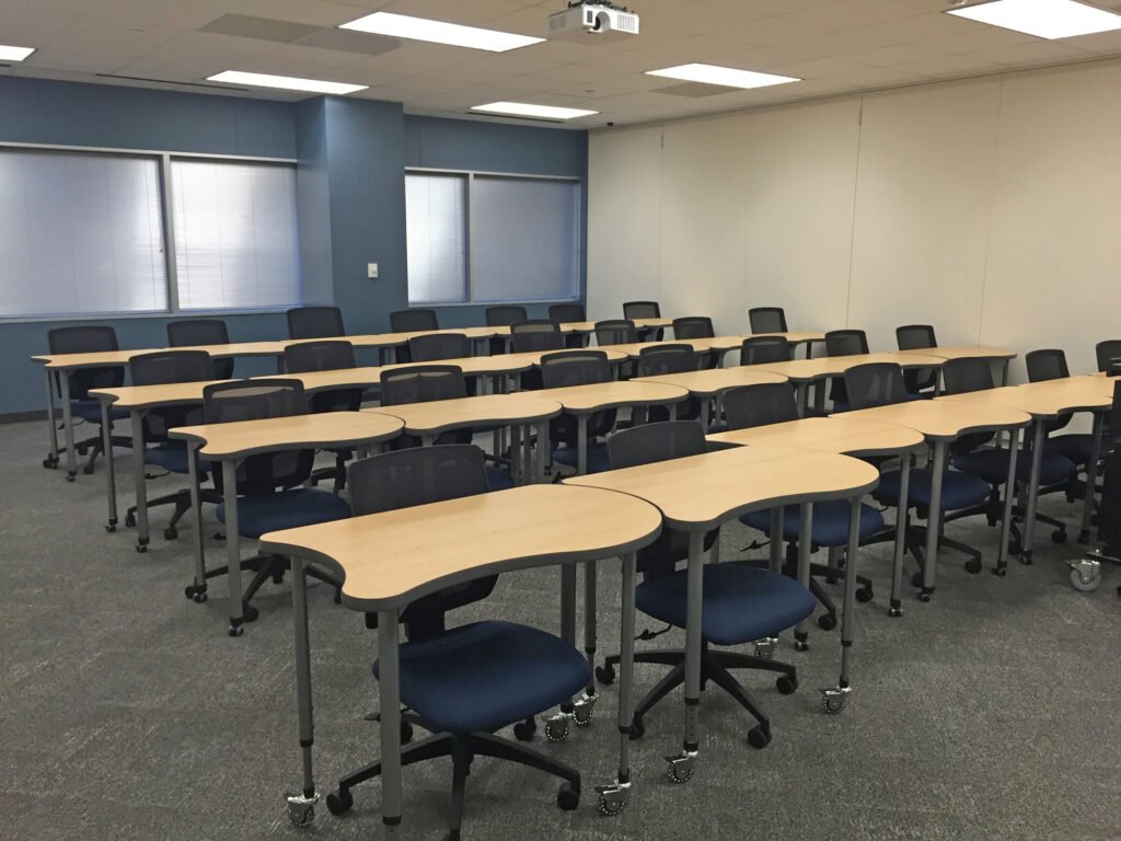 Furniture installation at University of Houston, Downtown featuring the Koi Table.
