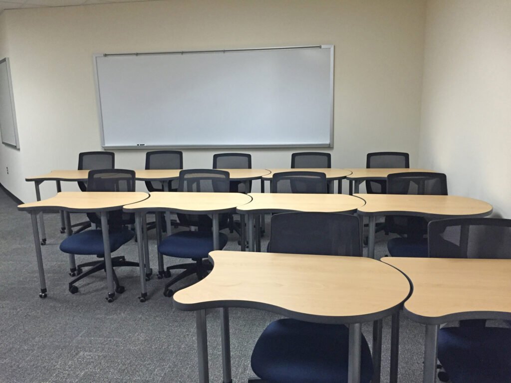 Furniture installation at University of Houston, Downtown featuring the Koi Table.