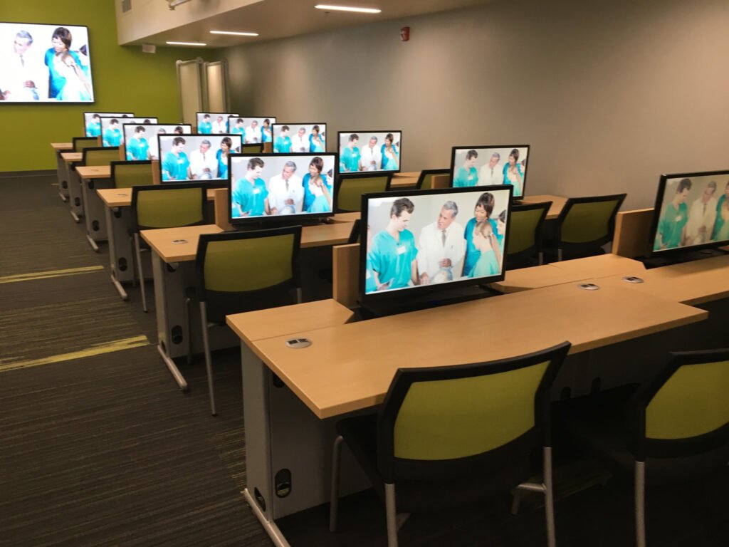 Furniture installation at University of Nevada, Las Vegas featuring the Hide-Away LCD Table and Node.