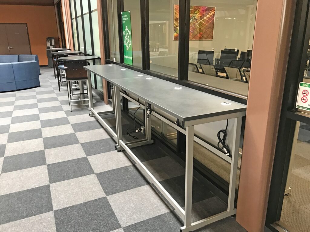 Furniture installation at University of North Texas featuring the PowerBar and Node.