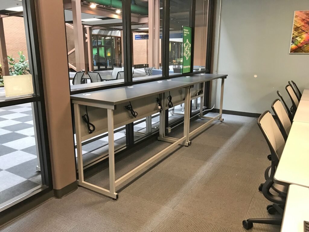 Furniture installation at University of North Texas featuring the PowerBar and Node.