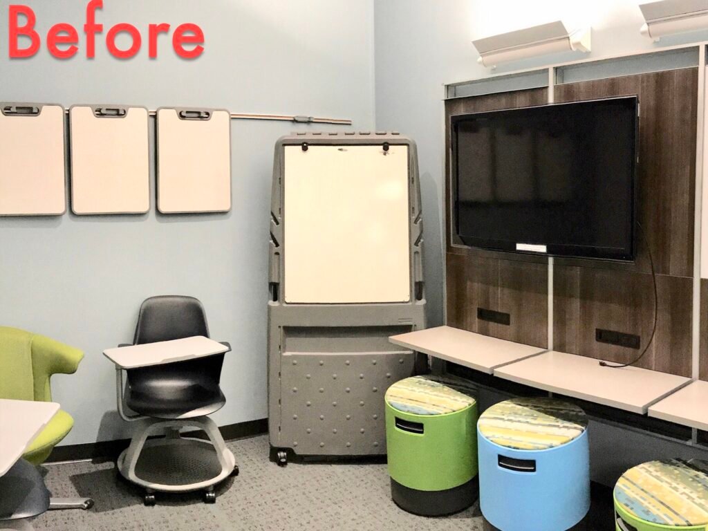 Furniture installation at University of North Texas featuring the PowerBar and Node.