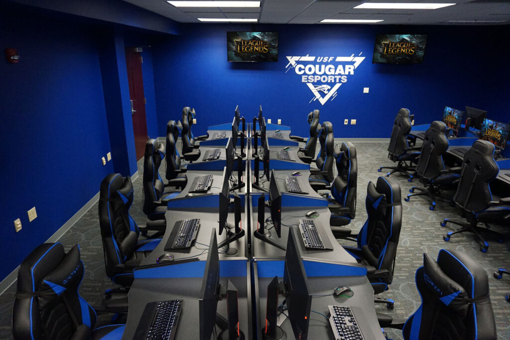 Computer Comforts' MOBA Esports Tables at the University of Saint Francis's Gaming Arena