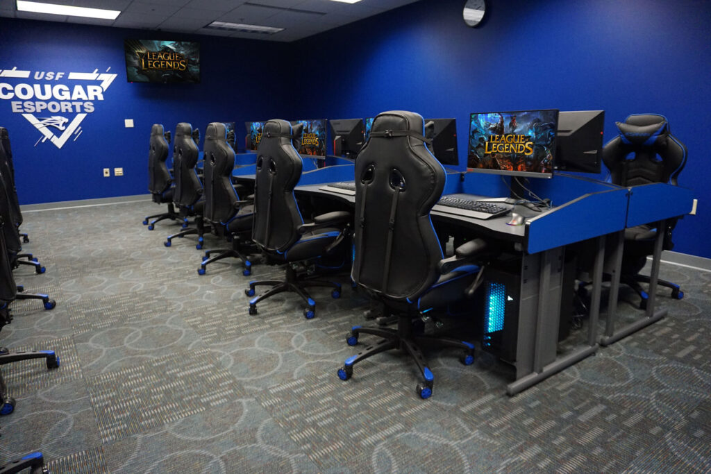 Computer Comforts' MOBA Esports Tables at the University of Saint Francis's Gaming Arena