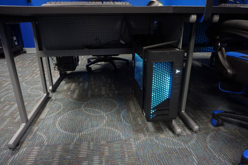 Close-up of the fixed CPU holder on Computer Comforts' MOBA Esports Table