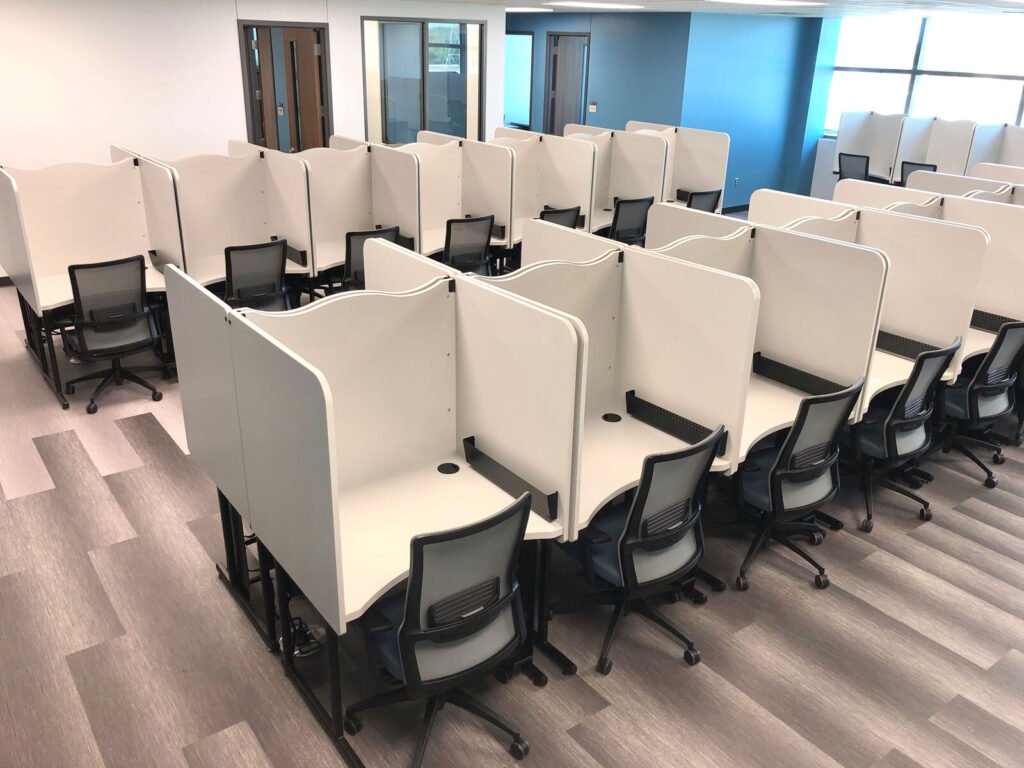 Computer Comforts' PV Testing Carrels shown in a back-to-back configuration.