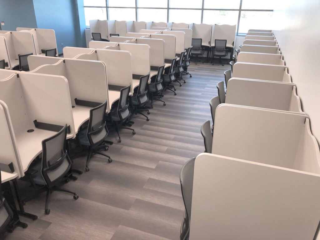 Computer Comforts' PV Testing Carrels designed for Pearson VUE Certified Testing Centers