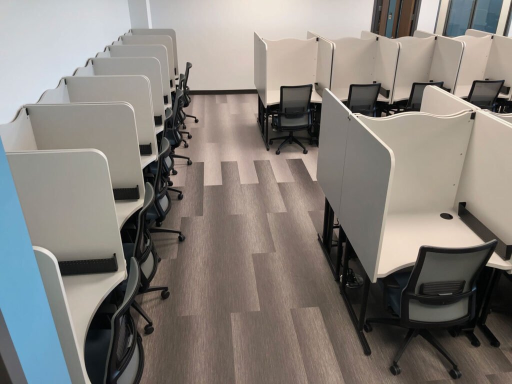 Computer Comforts' PV Testing Carrels designed for Pearson VUE Certified Testing Centers