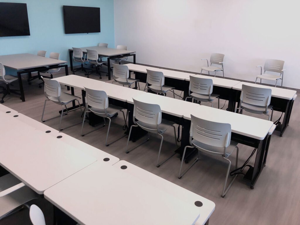 Computer Comforts' Split Level Tables shown in a classroom at College of the Mainland