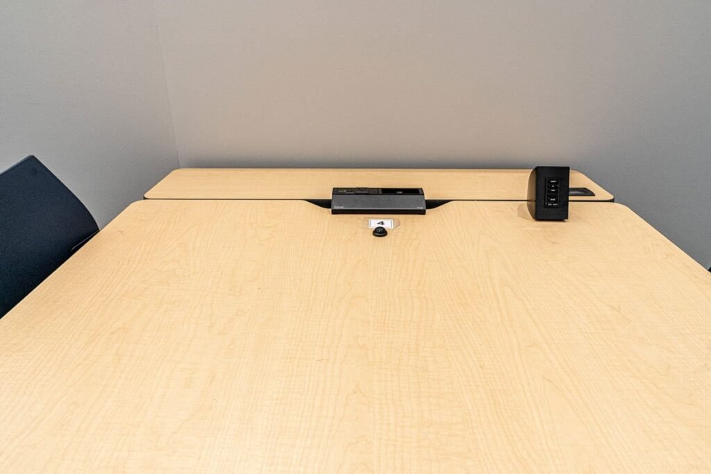 Computer Comforts' Hide-Away module shown in closed position with Extron AVEdge