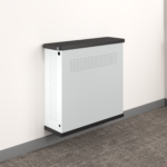 AV Hub finish sample with Black laminate, black edge, and Wisdom painted base.