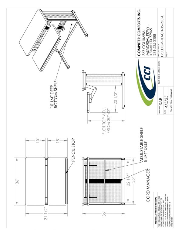CAD Drawing for #FREEDOM-TEACH-REC36-L