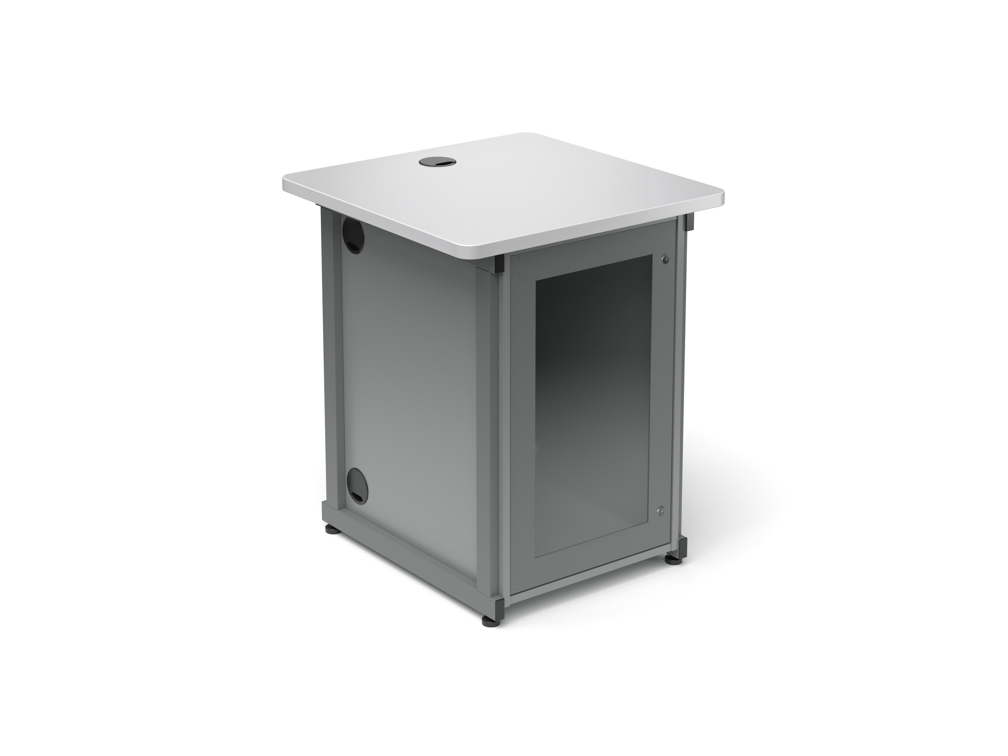 Front View of Space Saver Lectern with Georgian Grey Paint and North Sea Rack Box Cabinet.