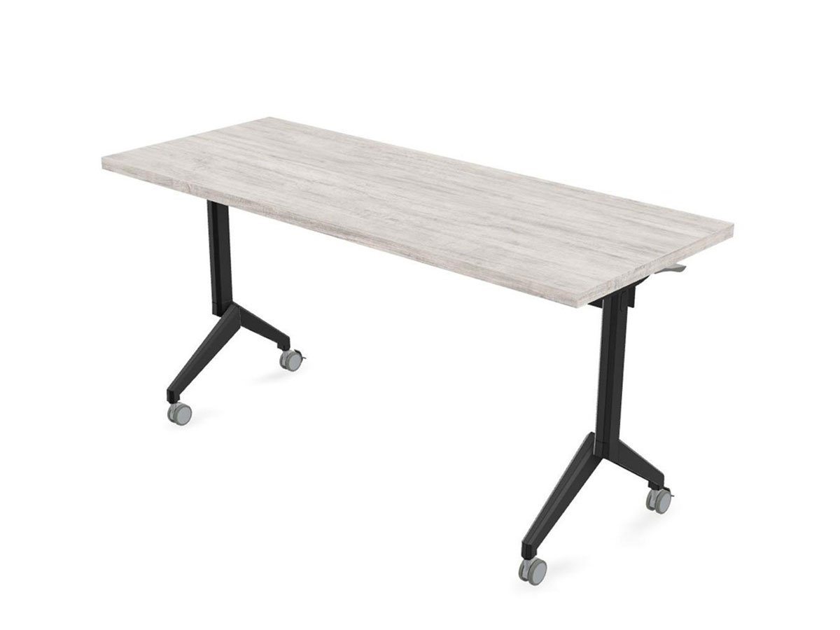 Caliber Flip Top Training Table, 72-inch rectangle, black base with dual-wheel casters.