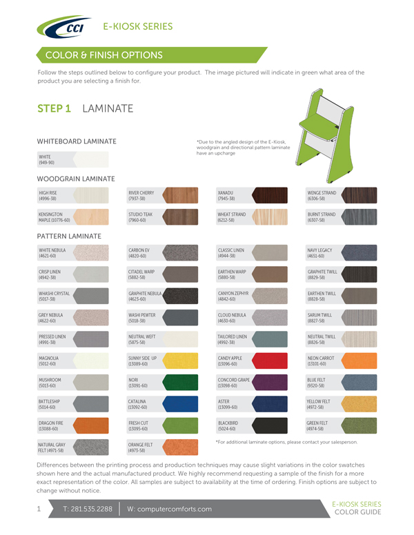 Color Guide for E-Kiosk Series