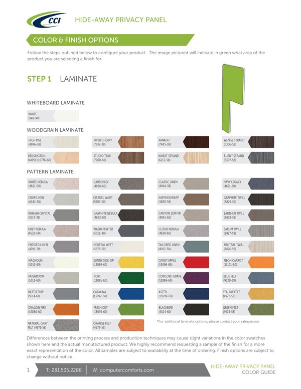 Color Guide for Hide-Away Privacy Panel