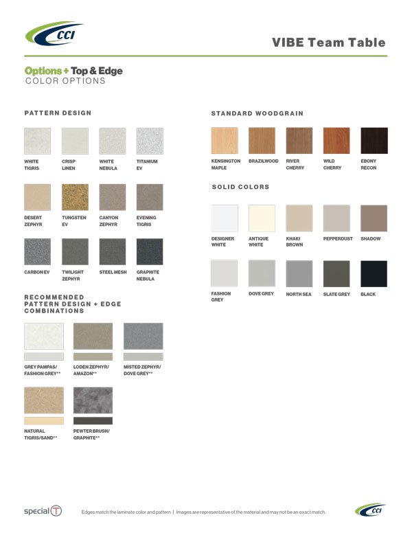 Color Guide for VIBE Team AV Table