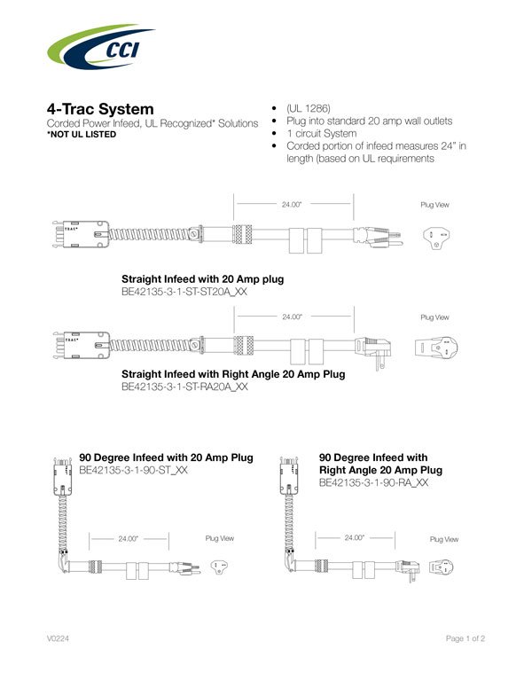 Cutsheet for 4-Trac Modular Power Distribution System