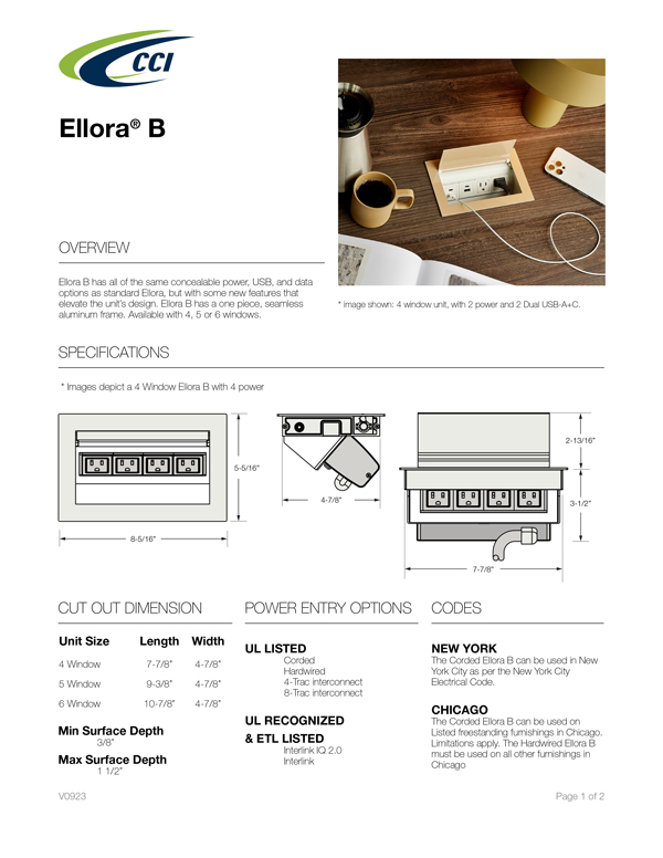 Cut Sheet for Ellora B