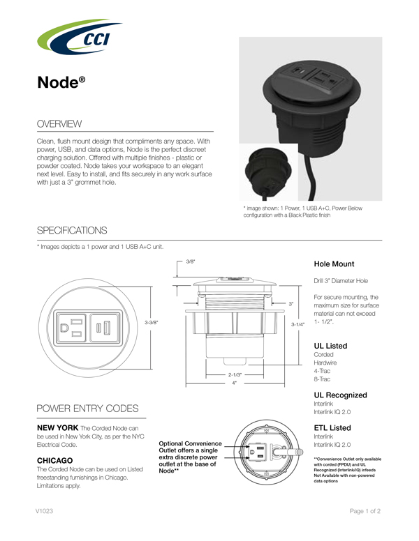 Cut Sheet for Node