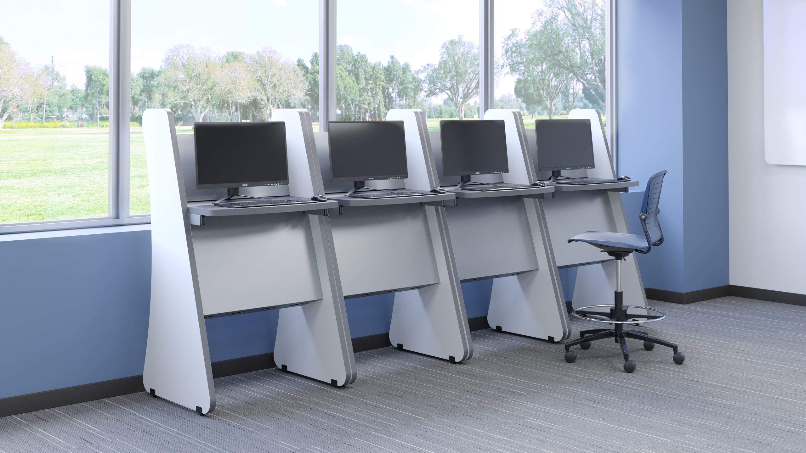Classroom featuring the E-Kiosk by Computer Comforts, Inc.