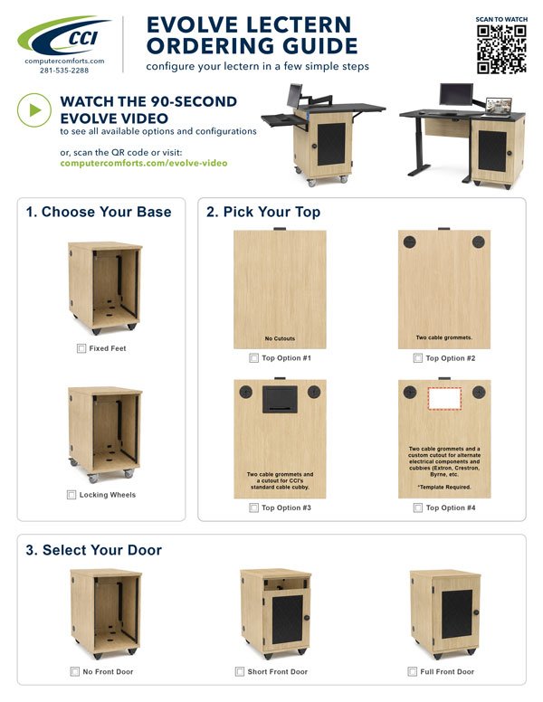Ordering Guide for Evolve Lectern