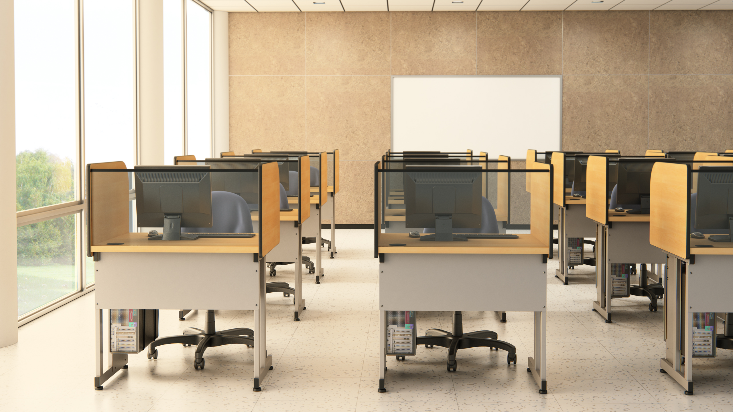Classroom featuring the ICU Testing Carrel by Computer Comforts, Inc.