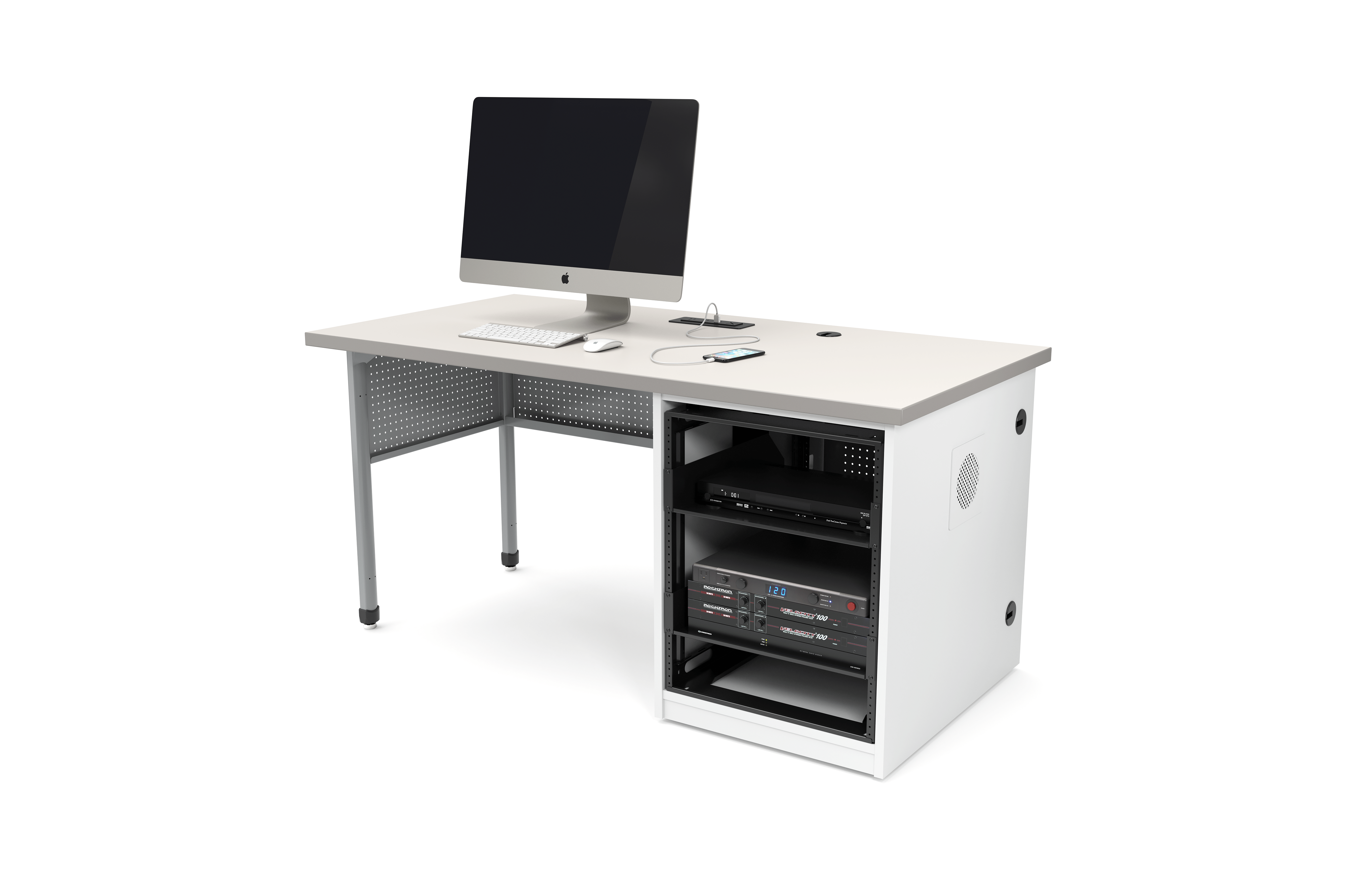 Computer Comforts Integrator Lectern with Slide-out 14U AV Cabinet