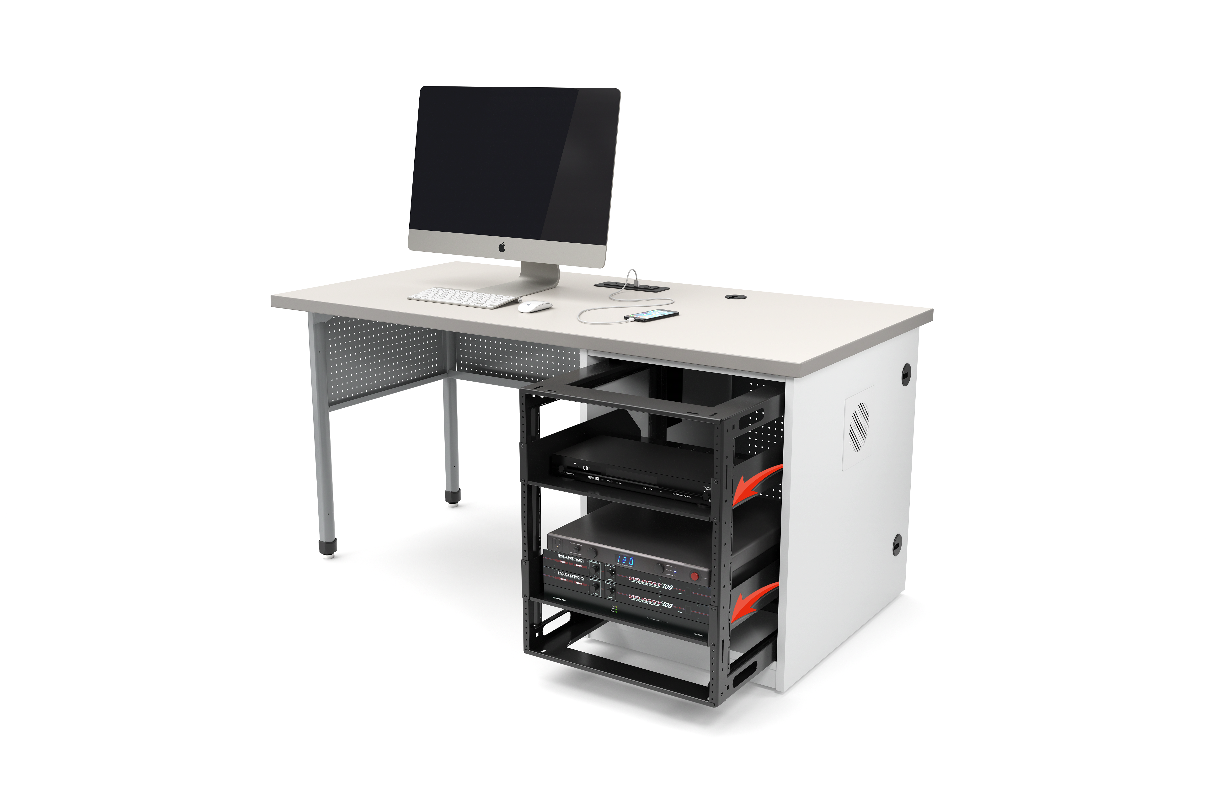 Computer Comforts Integrator Lectern with Slide-out 14U AV Cabinet