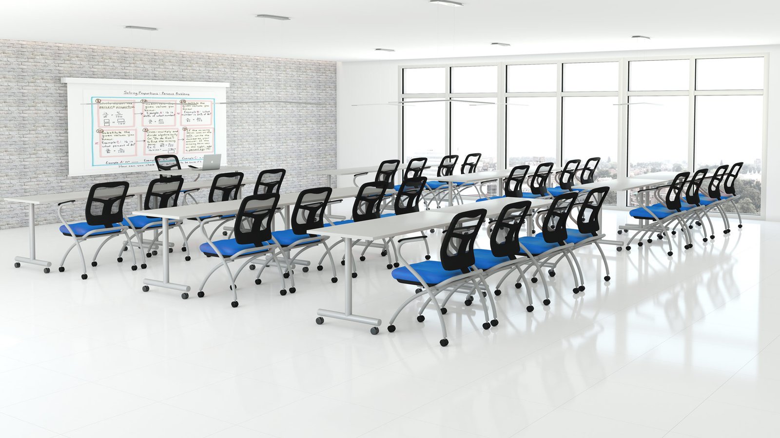 Classroom featuring the Kingston Flip & Nest Table by Computer Comforts, Inc.