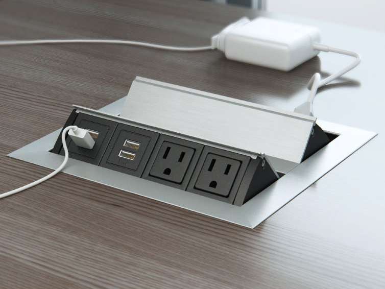 Computer Comforts M2X flip-up table-top power interface