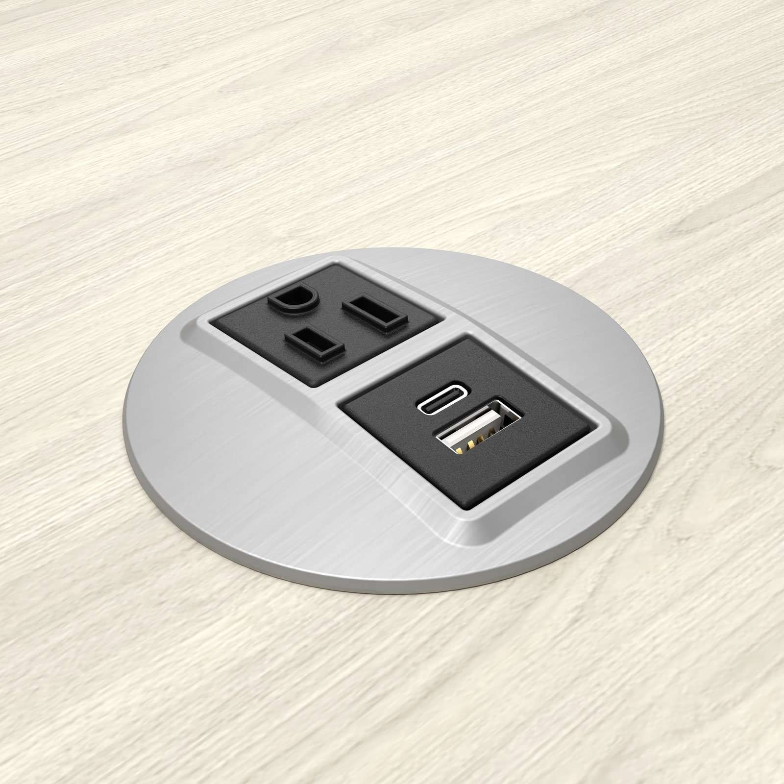 Computer Comforts Node table-top power interface with 1 power outlet and 1 USB A + C port