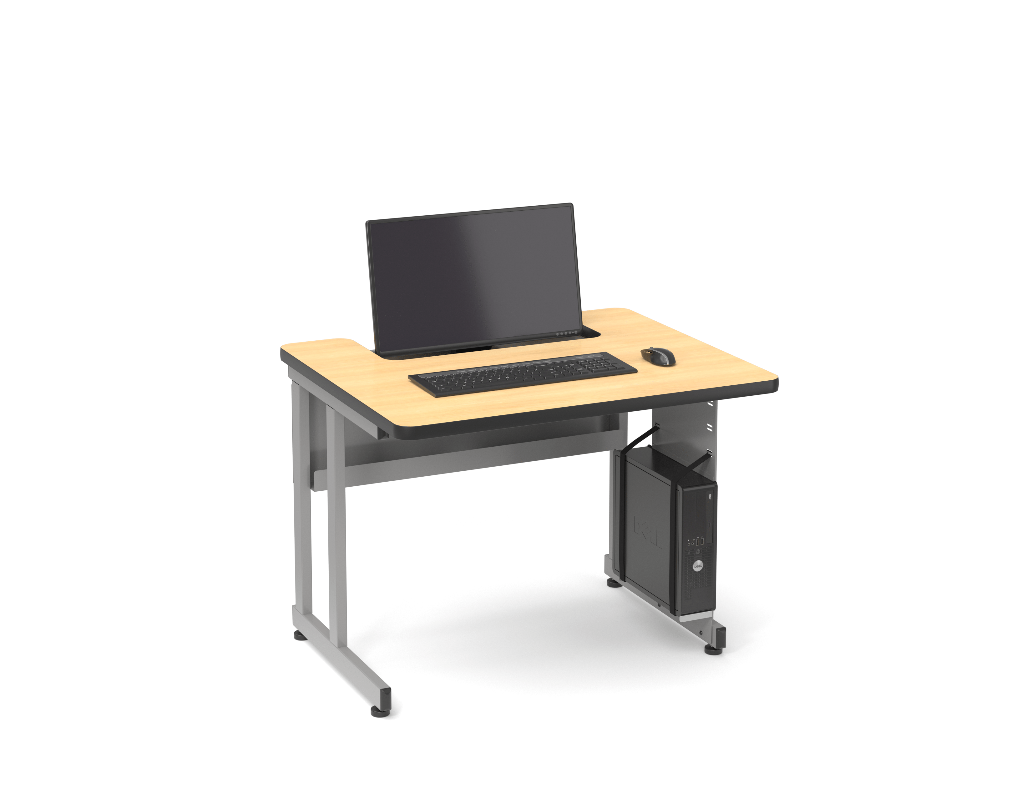 Computer Comforts Recessed LCD table for improved line-of-sight in classrooms and computer labs