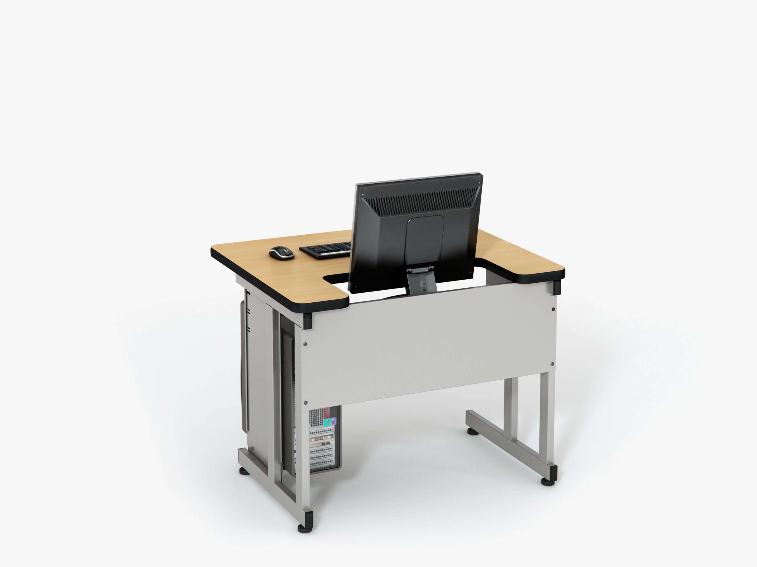 Computer Comforts Recessed LCD table for improved line-of-sight in classrooms and computer labs