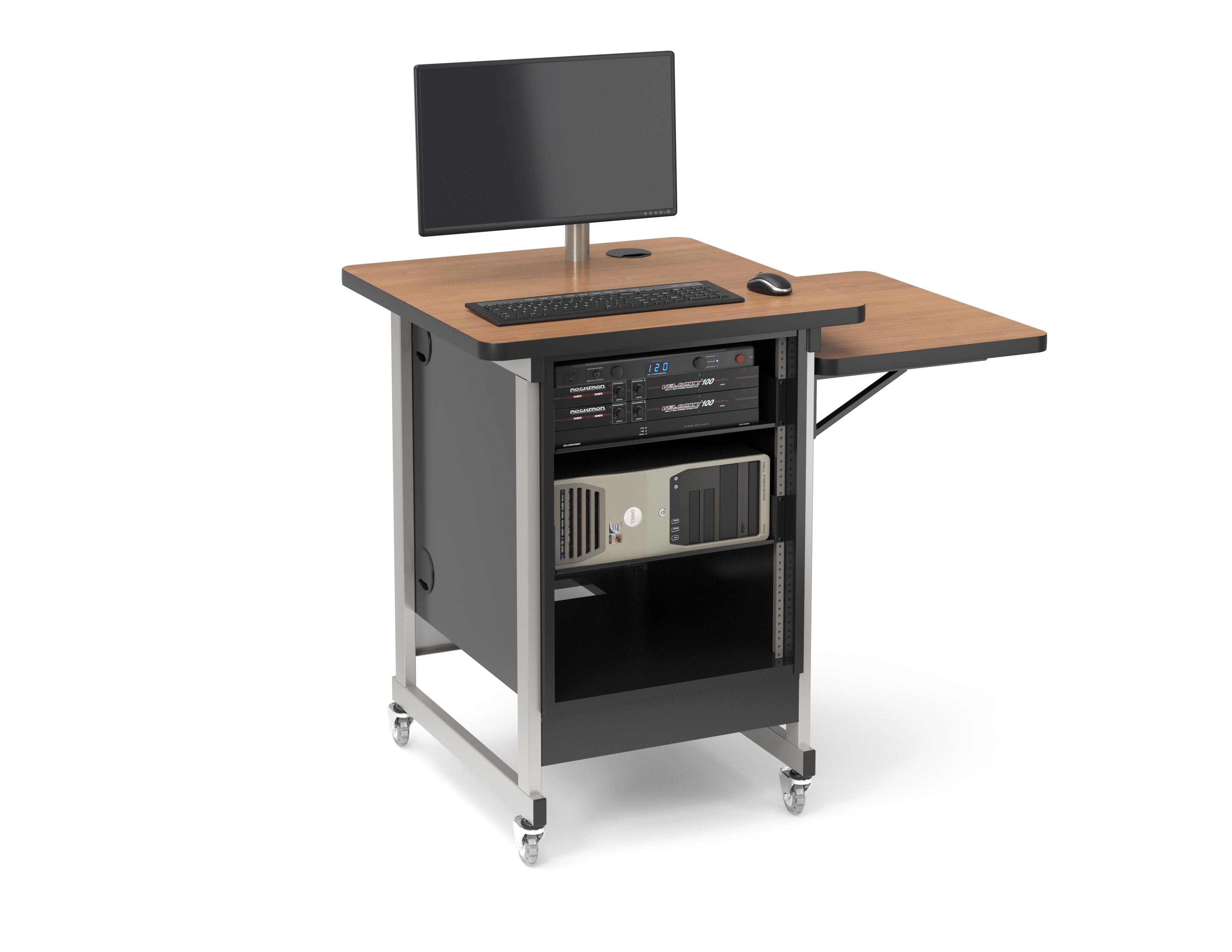 Computer Comforts Space Saver instructor lectern with 14U AV cabinet