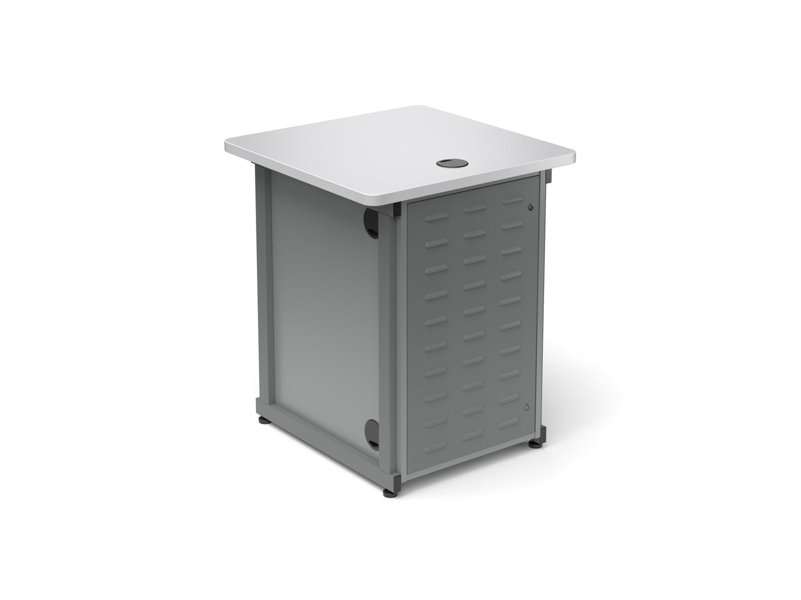 Space Saver IT Lectern shown with Georgian Grey paint and North Sea rack box Laminate.