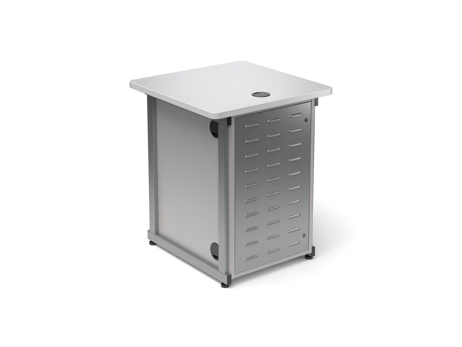 Space Saver IT Lectern shown with Alpine Silver paint and Fashion Grey rack box Laminate.