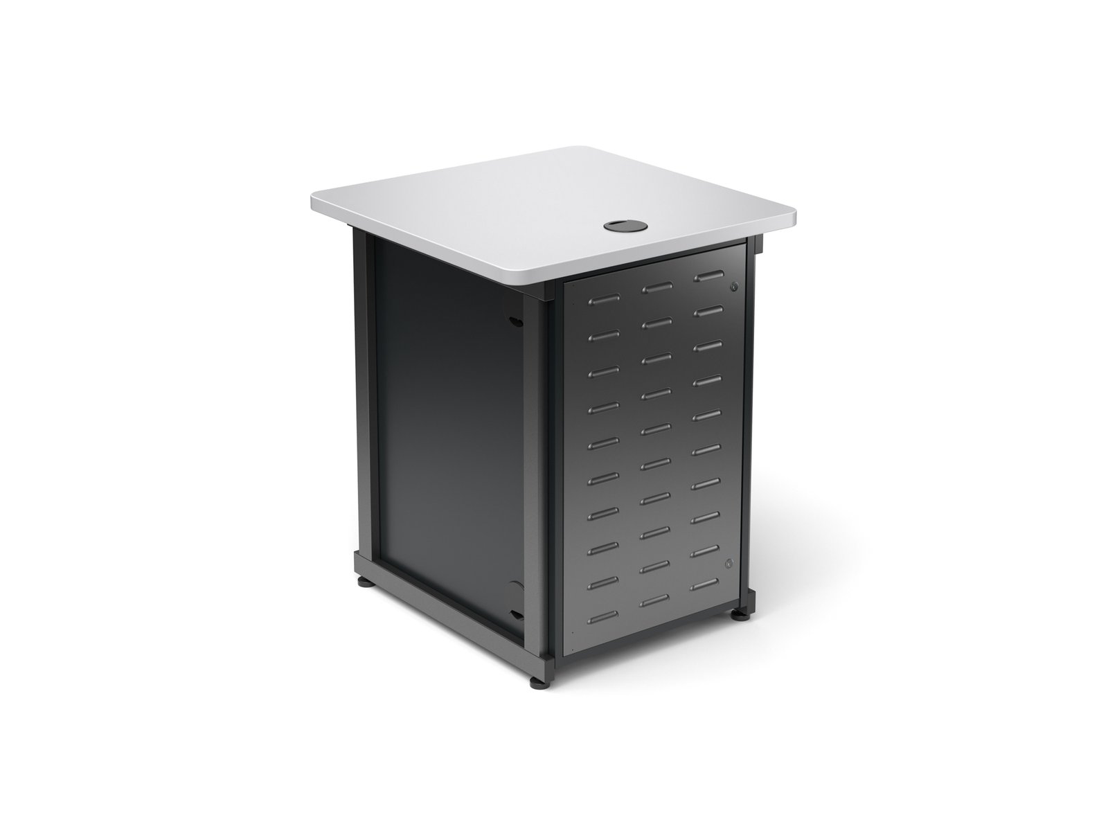 Space Saver IT Lectern shown with Titanium paint and Black rack box Laminate.