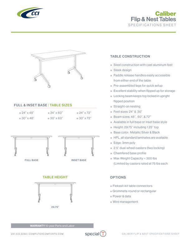 Spec Sheet for Caliber