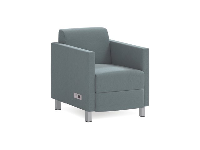 Tux Lite 710 Lounge with Silver Legs and Power Unit shown in Mayer Score Aquamarine.